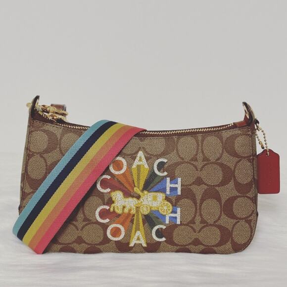 New Coach Jes Baguette In Signature Canvas With Coach Radial Rainbow - Picture 5 of 10